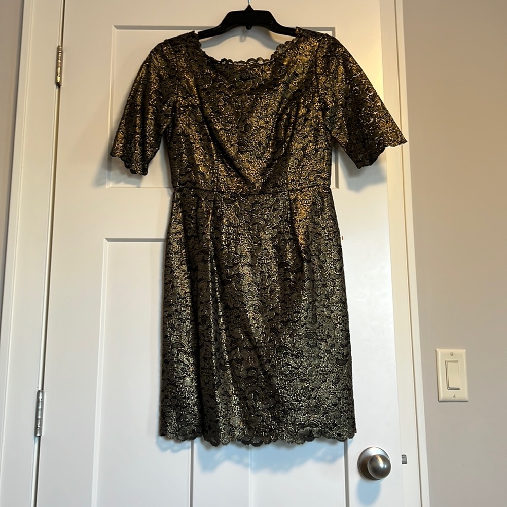 Shoshanna gold and black floral dress Sz 6